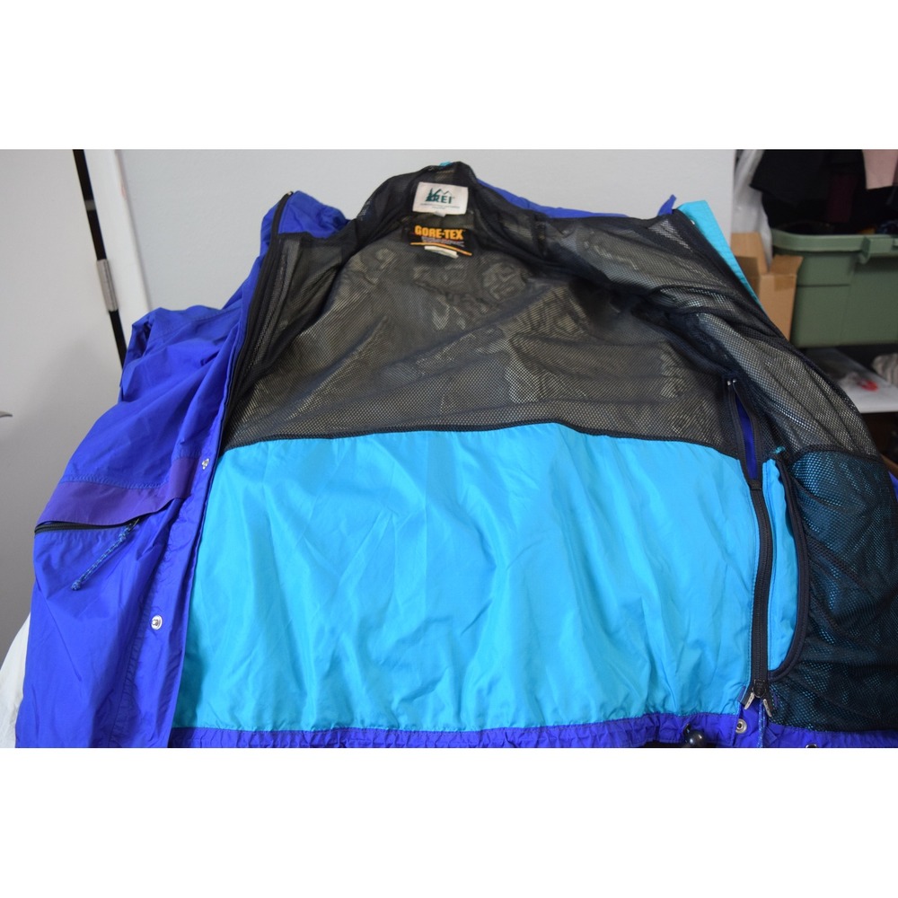 REI Gore-Tex Mountain Parka Jacket Large Blue Purple Vtg 90s Men Waterproof READ - Picture 6 of 7